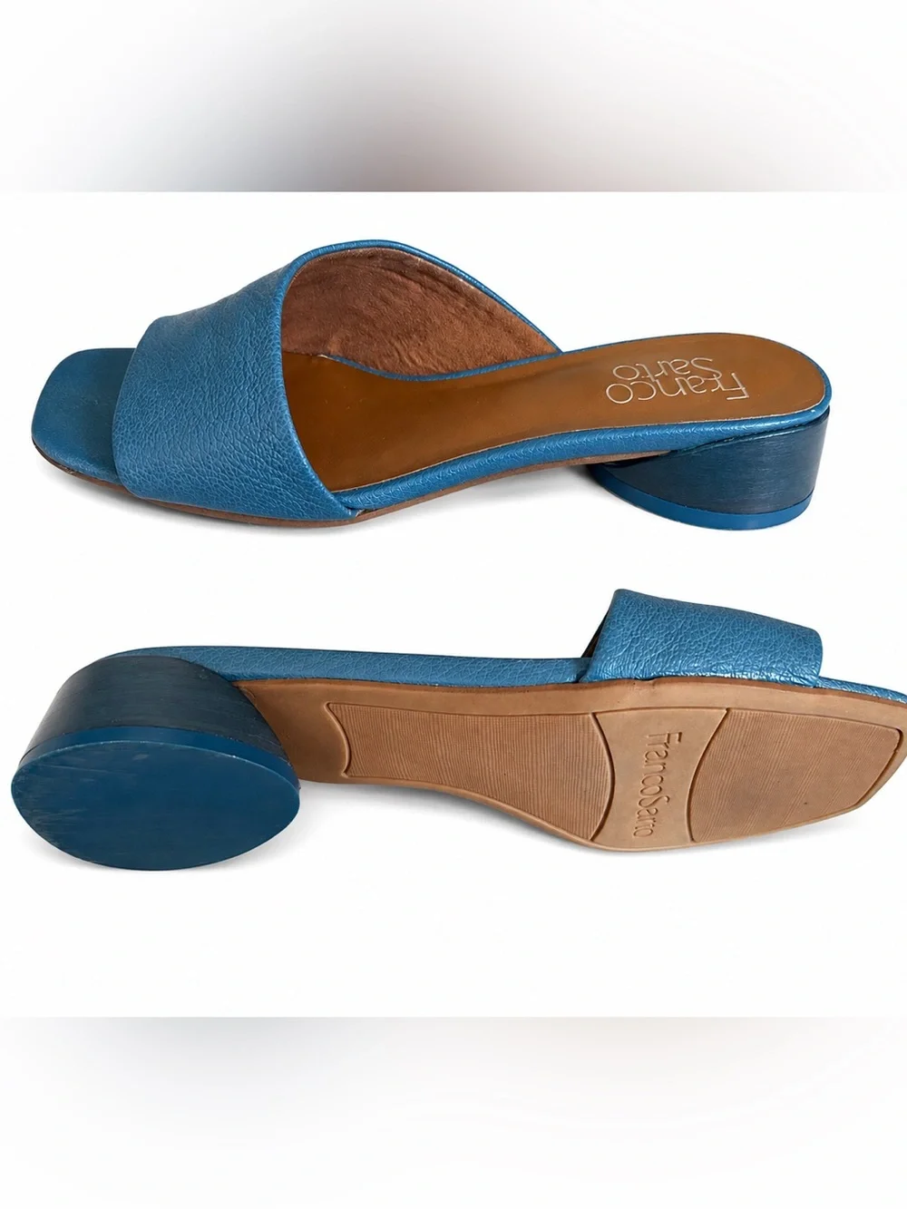 Franco Sarto Teal Leather Slide Mules